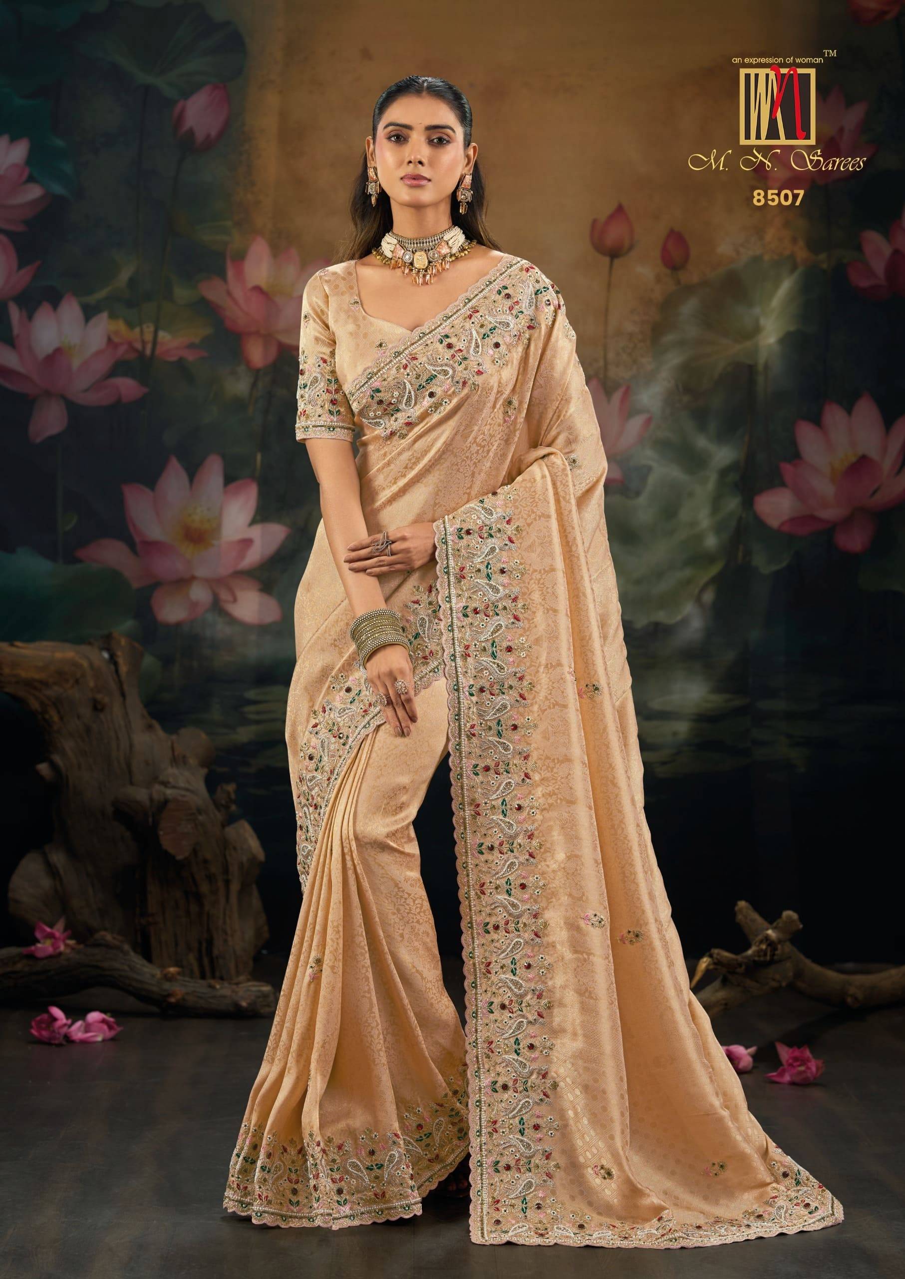 8500 SERIES By M.N Saree 8501 To 8508 Series Indian Traditional Wear Collection Beautiful Stylish Fancy Colorful Party Wear & Occasional Wear Silk Sarees At Wholesale Price